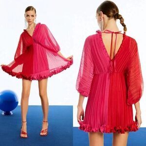 Nocturne Batwing Sleeve Pleated Mini Dress 42, L NWT